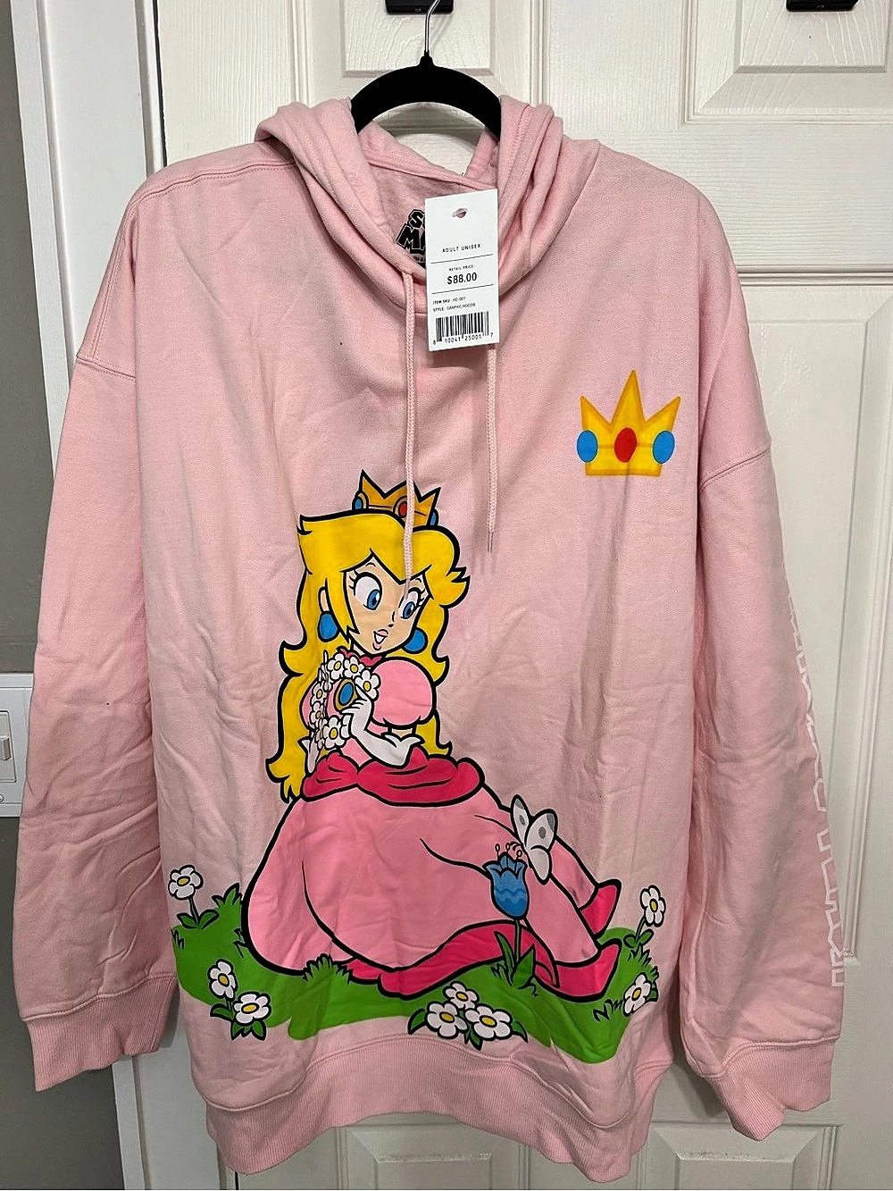 Nintendo Super Mario Princess Peach Jumbo Print Hoodie Pink Graphic Hoodie 2XL